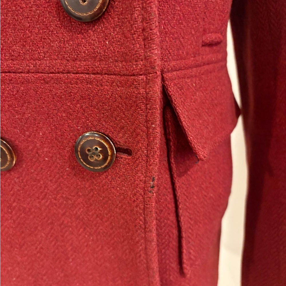 Tommy Hilfiger Swar Red Double-Breasted Pea Coat - Picture 3 of 8